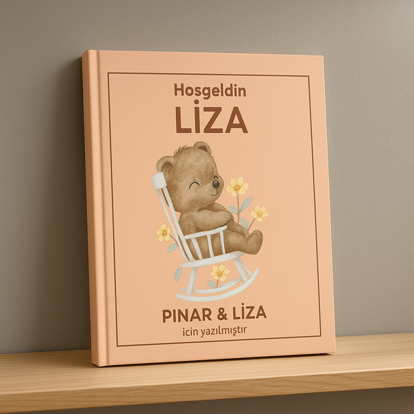 Solara Koleksiyonu – Pastel turuncu tonunda kişiye özel bebek anı kitabı. Unutulmaz anılarınızı zarif tasarım, modern çizgiler ve premium kalite ile saklayın.